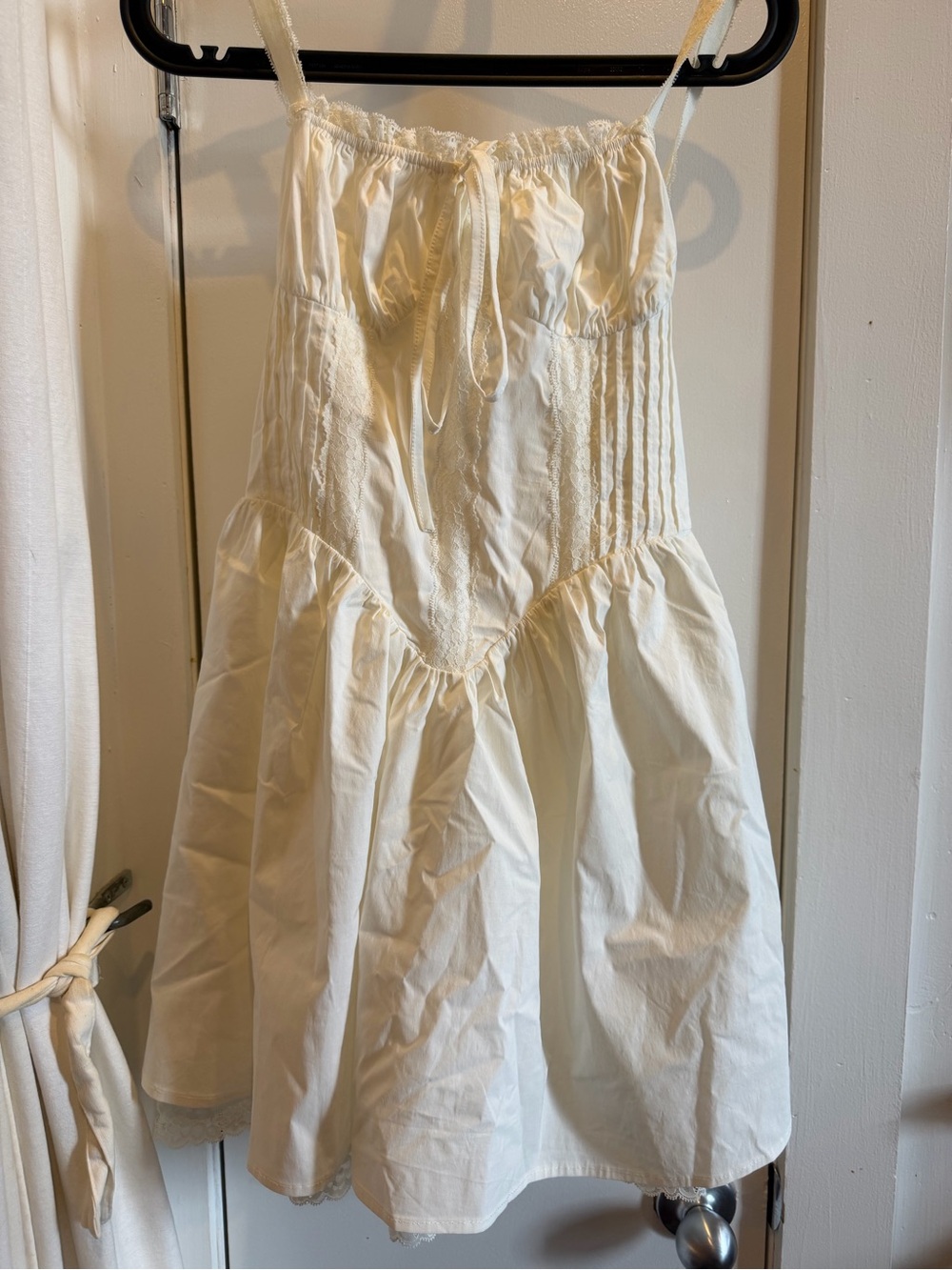 Commence Cream Corset Sundress with Spaghetti Straps